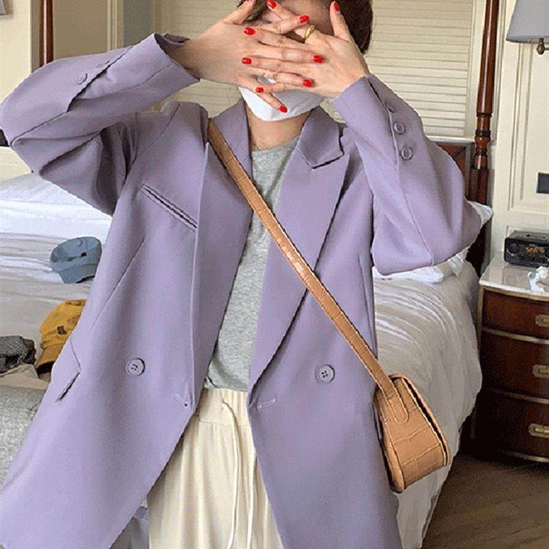 新品紫色西装外套女小个子2025春秋季新款韩系高级感休闲百搭正肩