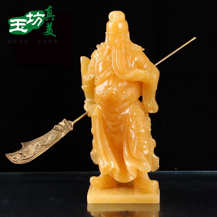 推荐纯手工雕刻正宗高档米黄玉摆件三羊开泰玄关风水镇宅客厅摆设