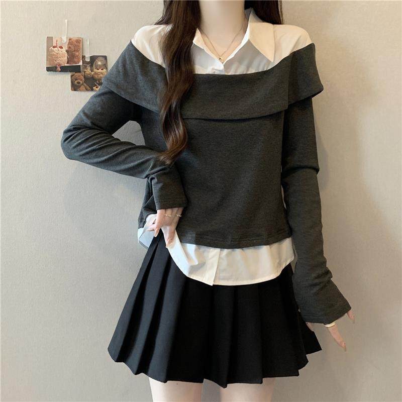 新品大码假两件Polo领长袖针织衫女秋季胖mm显瘦遮肚子内搭打底衫,女装/女士精品,毛针织衫,淘宝优惠券,粉丝福利购,淘宝优惠卷