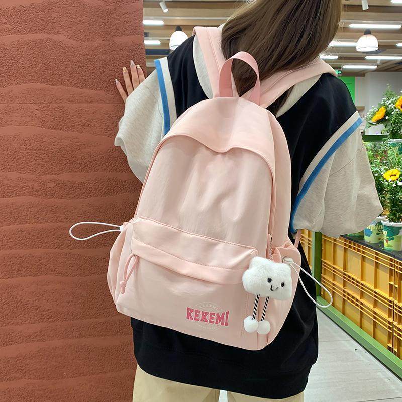 新品韩版ins纯色小容量双肩包补课通勤书包女森系轻便日常高颜值