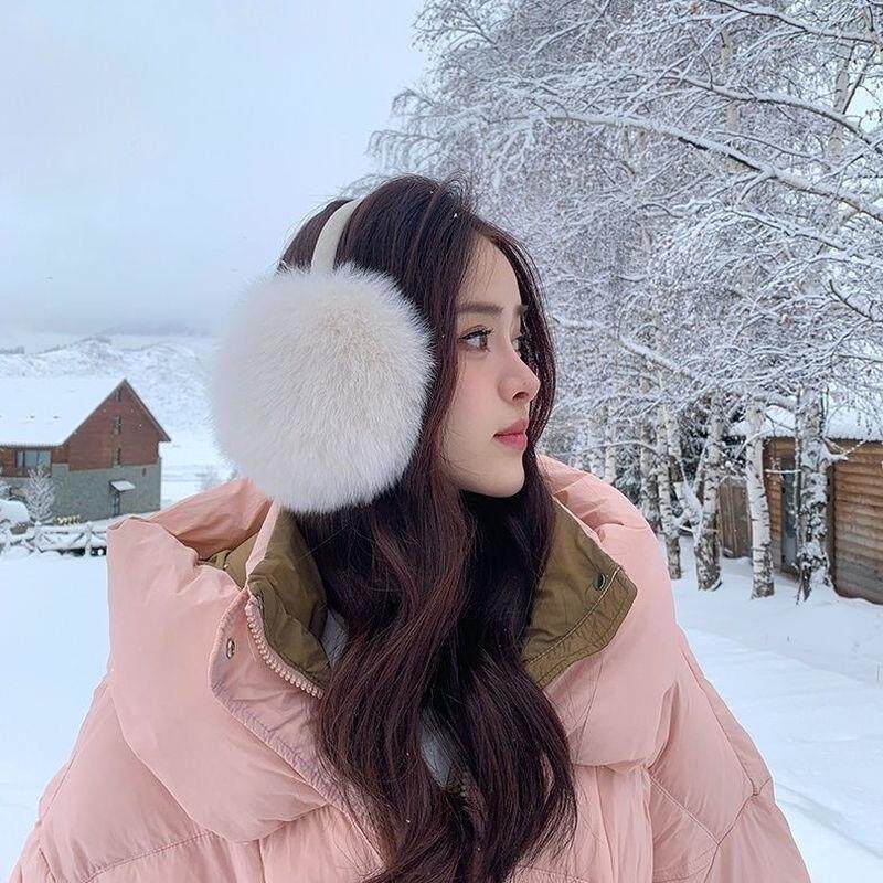 狐狸毛软萌可爱大号皮草耳捂子保暖防冻护耳冬耳罩女耳套耳暖