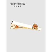 西装 配饰 领带夹男士 结婚轻奢高级感金色玫瑰花领夹子新郎婚礼正装