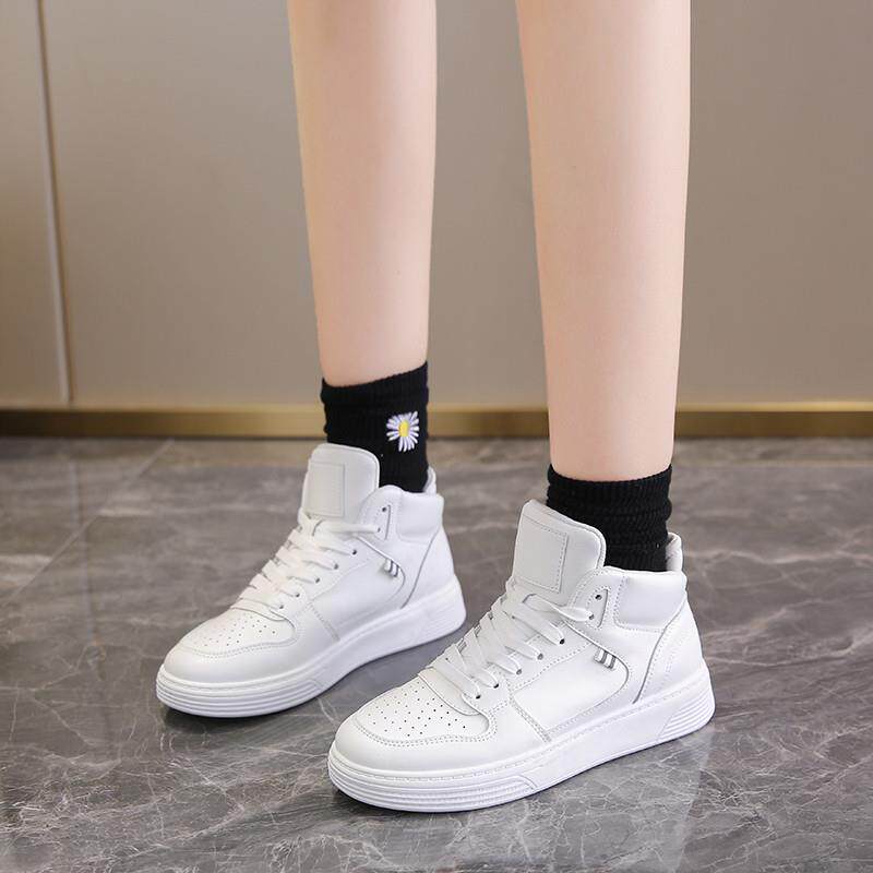 新品2026春季高帮小白鞋女新款增高学生平底板鞋网红韩版防滑女鞋