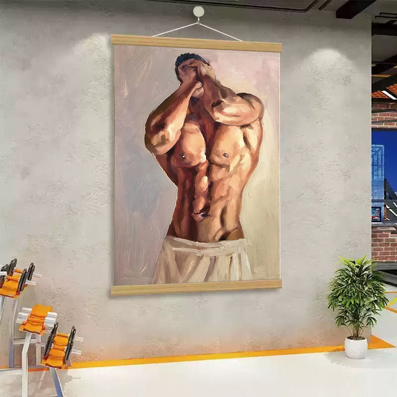 肌肉男健身高清装饰画平面挂画工作室客厅卧室写真男体艺术