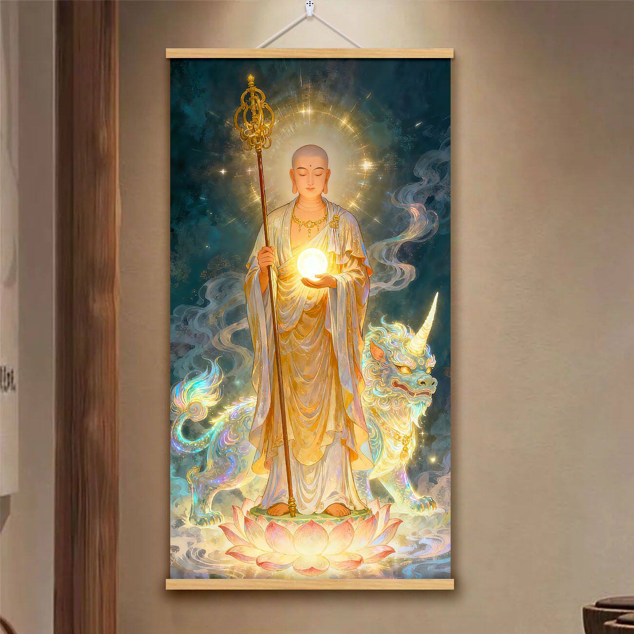 地藏王菩萨画像挂画像防水印刷佛堂供奉书房茶室玄关装饰画