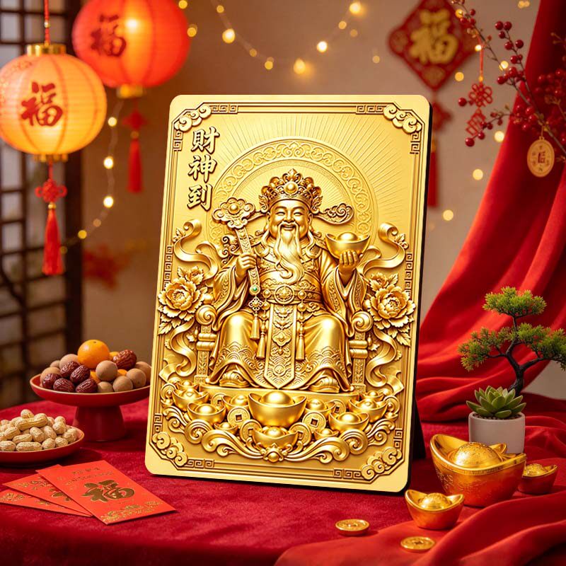 【财神到】新中式平面摆件招财纳福客厅办公室桌面装饰画吉祥居家