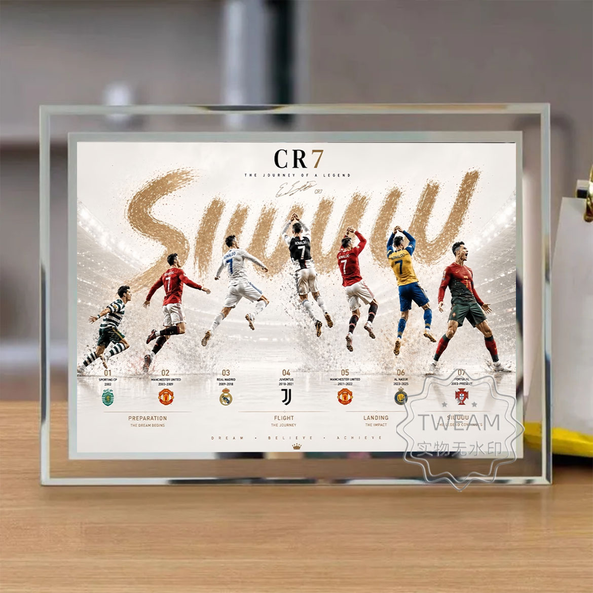 CR7生涯纪念相框周边C罗经典庆祝动作SIUUU球迷粉丝珍藏装饰摆台