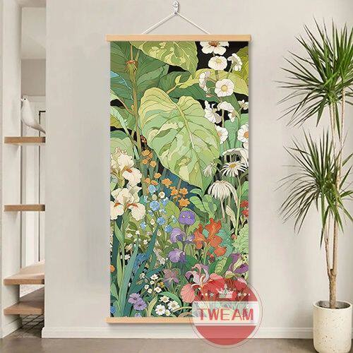 北欧风角落植物ins长条挂画新款绿植卧室宿舍装饰拍照背景布挂布