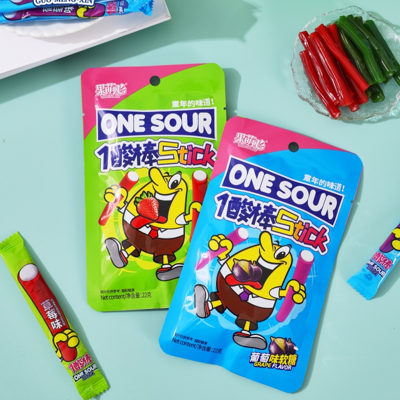 8090后怀旧零食1酸棒软糖粘牙糖草莓味葡萄味酸Q棒糖果牙签糖长条