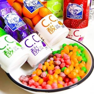 酸cc糖水果味糖果一品奶农cc酸糖童年橙子苹果混合口味彩虹色糖果