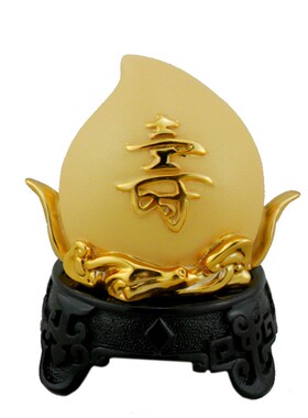 寿桃摆件工艺品送老人长辈祝寿生日礼物品仿陶瓷仿绒沙金寿桃摆件