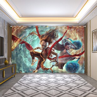 儿童房卧室免打孔安装 卡通哪吒窗帘遮光2025新款 背景布魔术贴飘窗