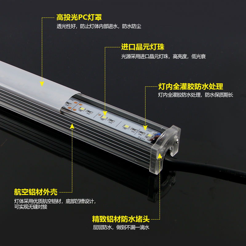 led护栏管数码管七彩 户外防水跑马灯单色铝材线条灯广告招牌门头