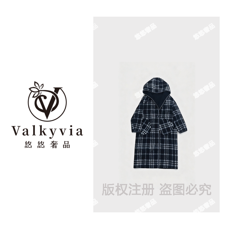 【Valkyvia/悠悠奢品】捡漏羊驼绵羊毛双面穿中长款黑白休闲562