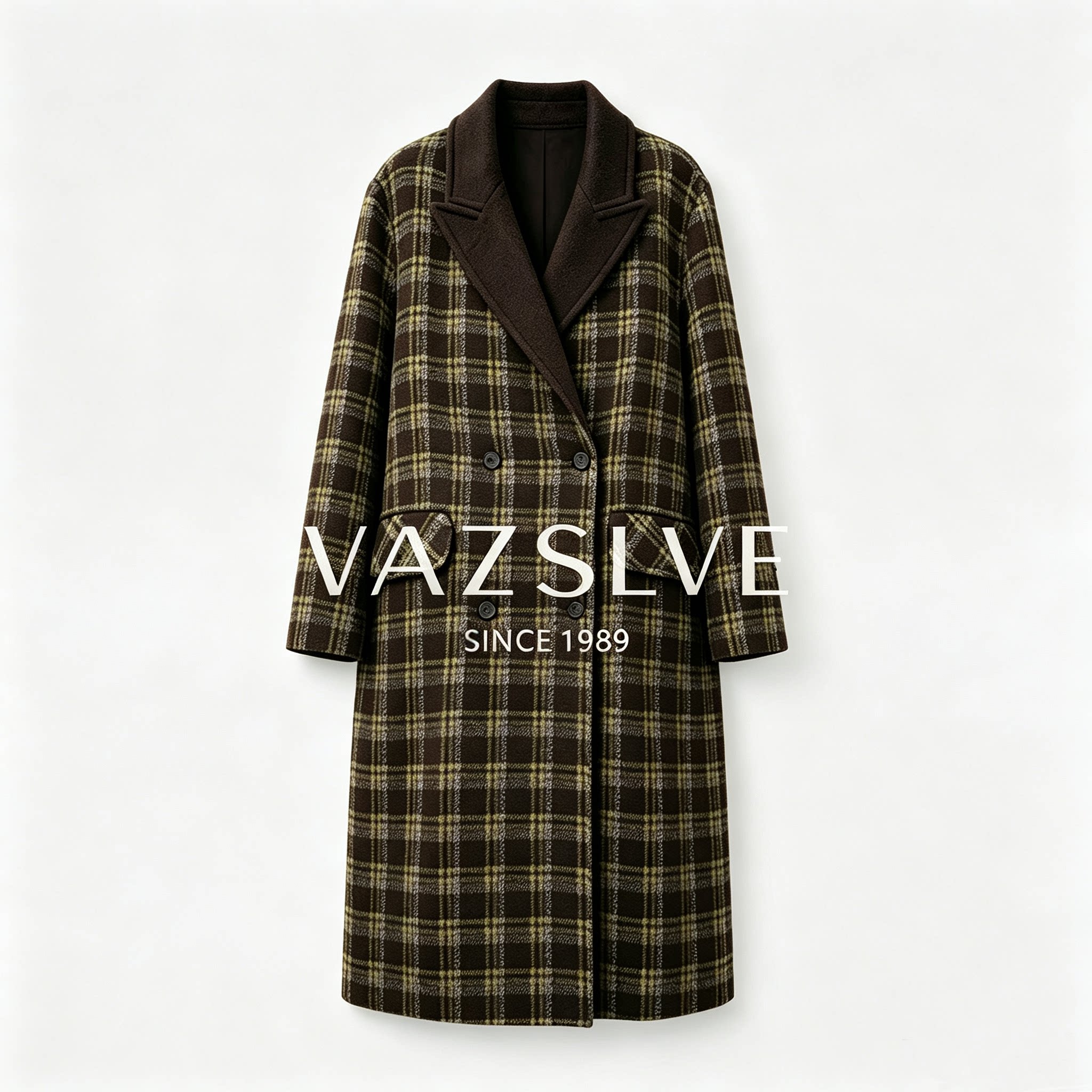【VAZSLVE/全新奢品】羊驼格子秋冬休闲宽松时尚百搭毛呢大衣582