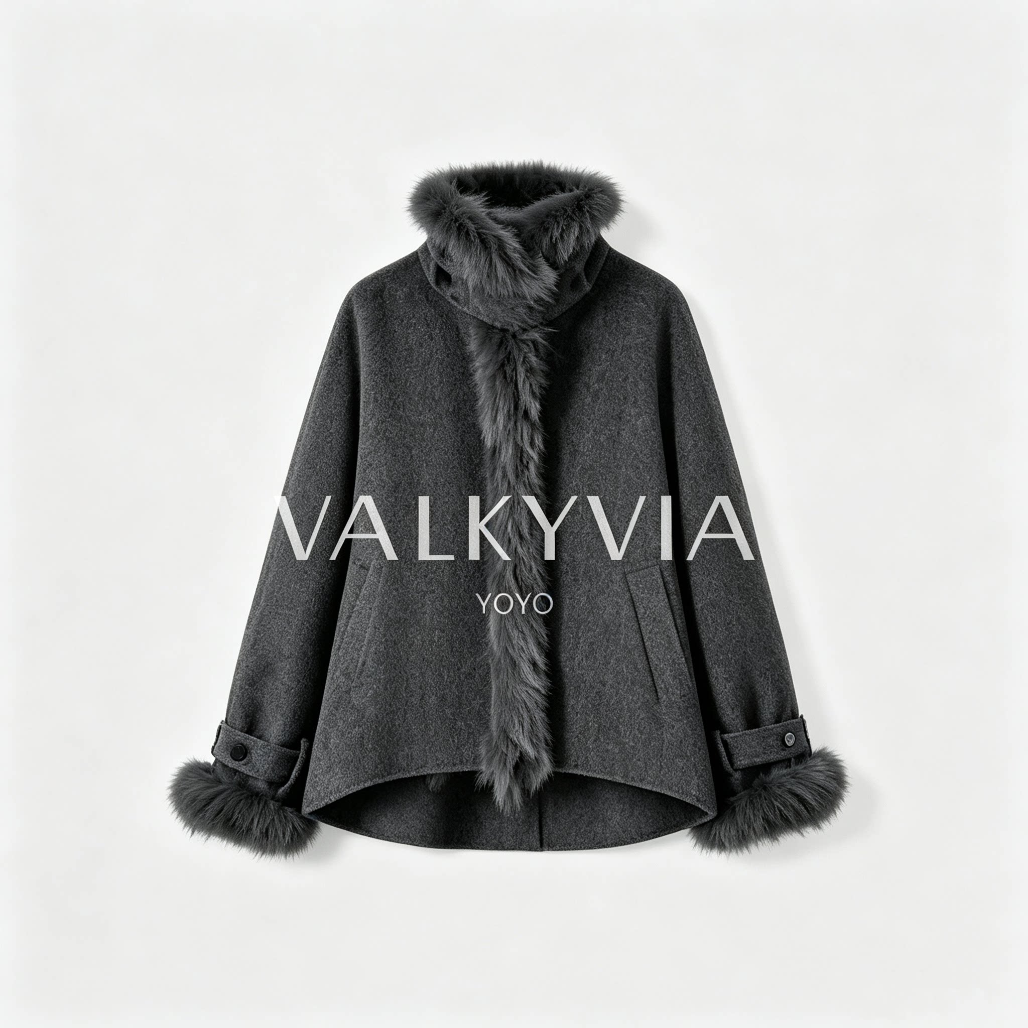 【Valkyvia/悠悠奢品】山羊绒时尚外套韩版狐狸毛气质显瘦毛呢619