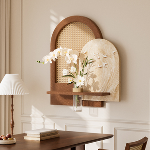 中古风水培绿植装饰画餐厅挂画立体砂岩客厅墙面挂件壁画小众艺术