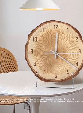 现代简约餐厅艺术钟表摆台式装饰品2025新款创意静音时钟摆件画
