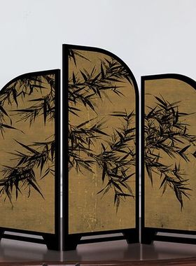 《墨竹》新中式屏风桌面摆件中古风创意玄关摆画茶桌摆台装饰画