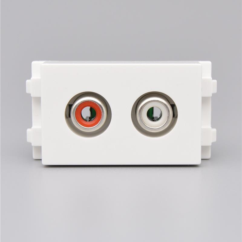 128型AV莲花音频模块插座免焊接RCA直插双音频面板配件焊接莲花头