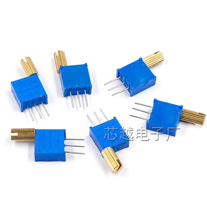 金属长柄3296W 精密多圈电位器1K/2K/5K/10K直插手调微型可调电阻