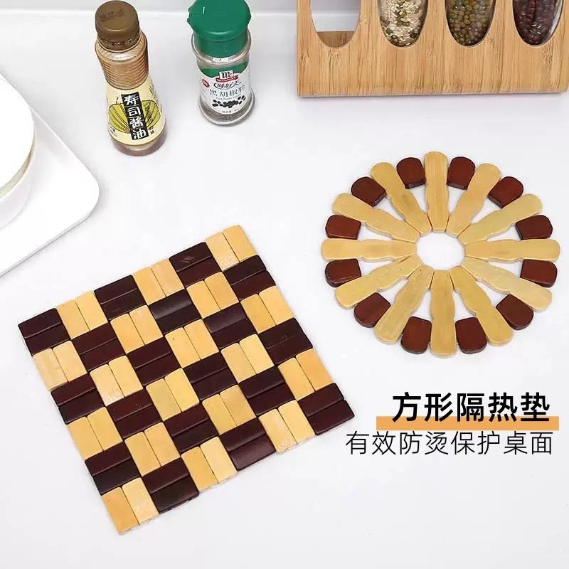 竹制方形颗粒垫防烫防滑耐高温有效保护桌面家用砂锅碗盘隔热垫