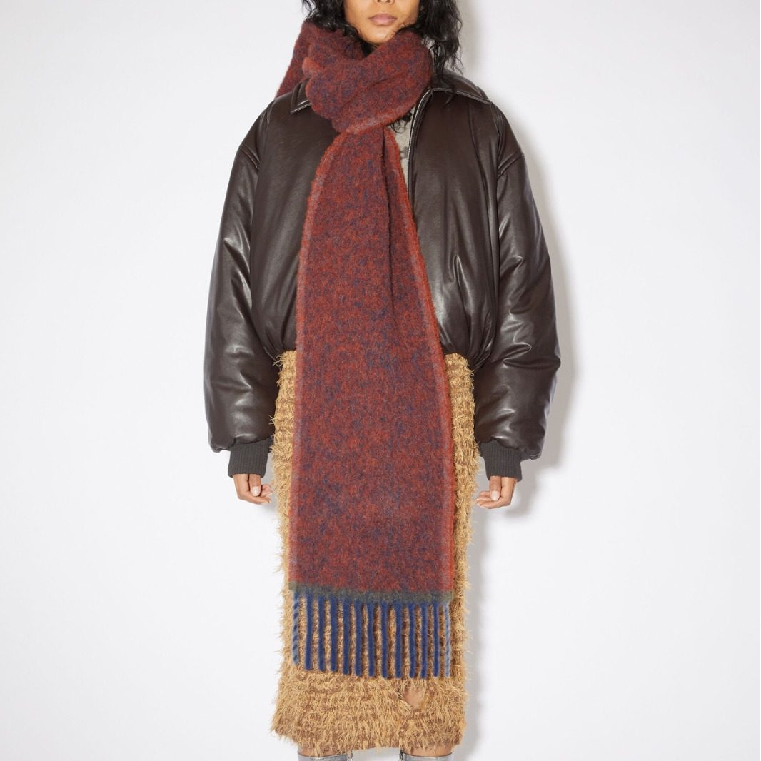 韩版纯色柳条边细须马海毛围巾女冬加厚圈圈纱保暖学生披肩围脖