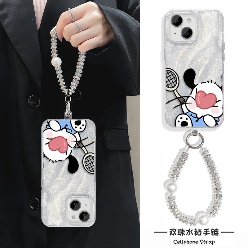 华为NOVA13爱心凯蒂猫帕恰狗苹果12手机壳带挂绳iPhone16羽纱15plus适用硬14ProMax高级感手链s20情侣a58卡通