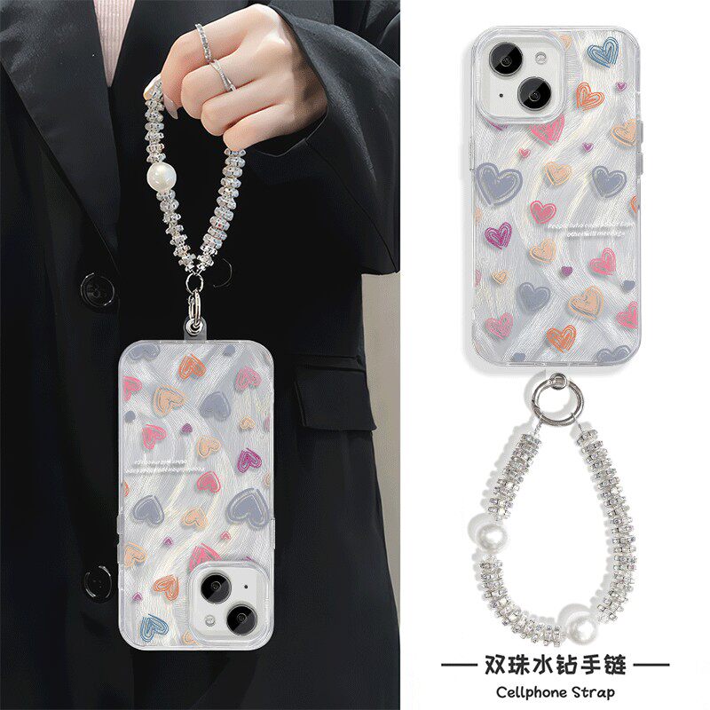 华为NOVA15ins风iPhone13羽纱硬苹果16高颜值14plus手机壳小米17ULTRA带挂绳适用12ProMax彩色爱心小众PURA80