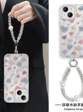 华为NOVA15ins风iPhone13羽纱硬苹果16高颜值14plus手机壳小米17ULTRA带挂绳适用12ProMax彩色爱心小众PURA80