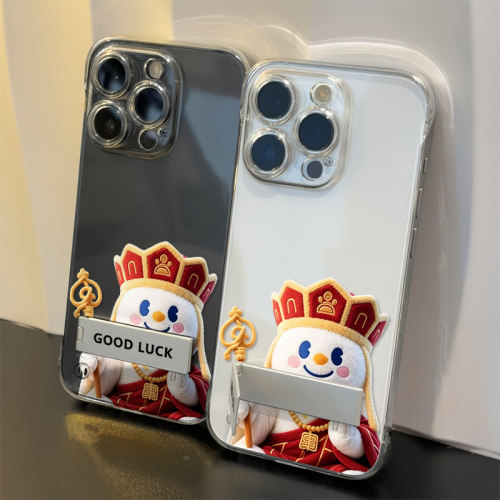 iPhone13无边框15硬可爱透明适用苹果16PLUS手机壳带支架卡通超薄小米17ProMax高级感唐僧悟空雪王红米K90MAX