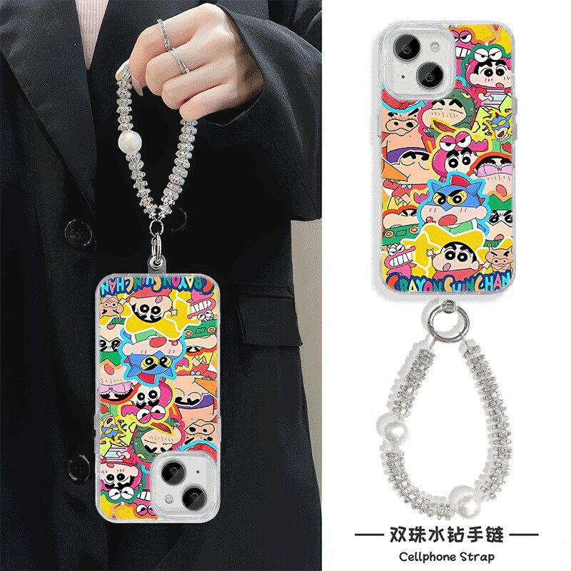 手机壳带挂绳16ProMax苹果1213适用iPhone17硬14羽纱15PLUS高颜值鳄鱼小新华为畅享80真我NEO7VIVOS20一加ACE