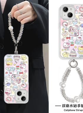 凯蒂猫15Ultra手机壳带挂绳S20Pro羽纱iPhone16适用女款苹果14Plus硬FINDX8日韩13ProMax卡通P70高级感NOVA12
