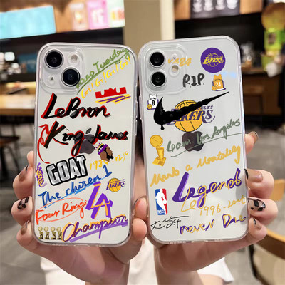 荣耀600NBA湖人篮球签名iPhone14苹果12创意OPPORENO15C透明13ProMax个性软小米17适用16PLUS手机壳VIVOY100I