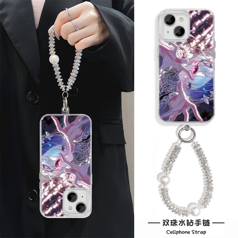 15plus适用iPhone13羽纱12ProMax手机壳带挂绳红米note14二次元蕾姆华为Mate60高级感苹果16硬荣耀x50i潮酷a6
