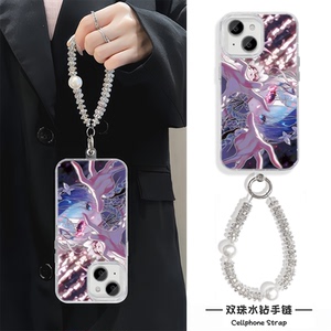 15plus适用iPhone13羽纱12ProMax手机壳带挂绳红米note14二次元蕾姆华为Mate60高级感苹果16硬荣耀x50i潮酷a6