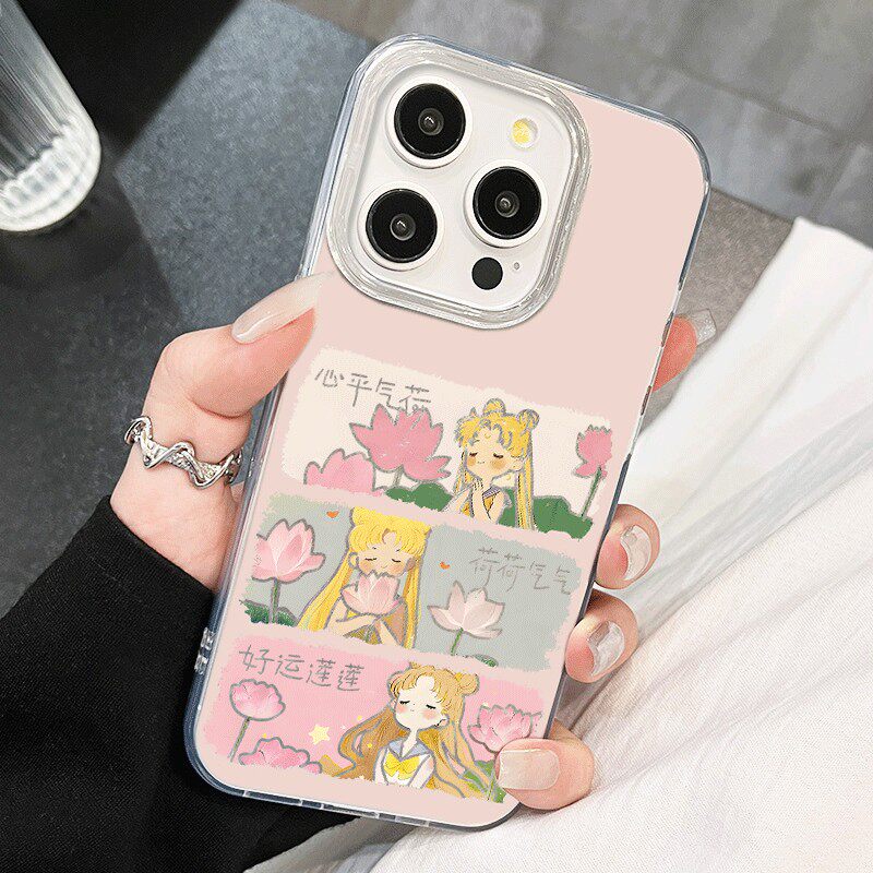 心平气荷美少女iPhone16小众羽纱硬苹果17高颜值14plus手机壳12可爱带挂绳华为NOVA15ULTRA适用13ProMaxins风