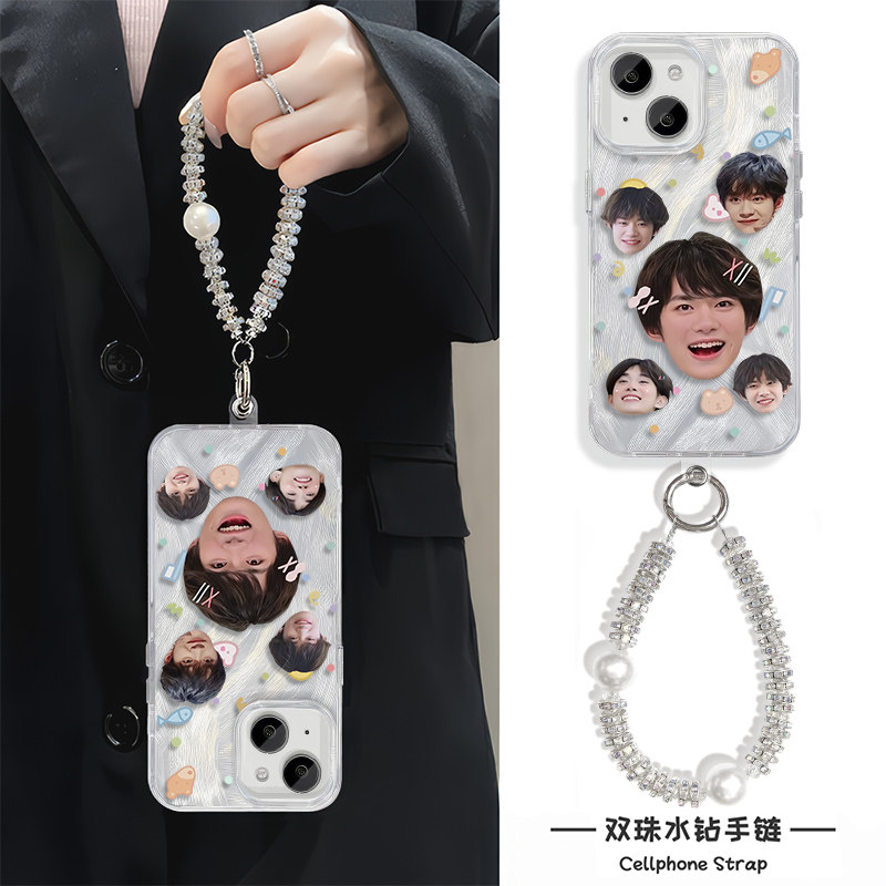 苹果14PLUS高级感iPhone12硬羽纱17可爱易烊千玺OPPOK13TURBOPRO手机壳带挂绳红米note15创