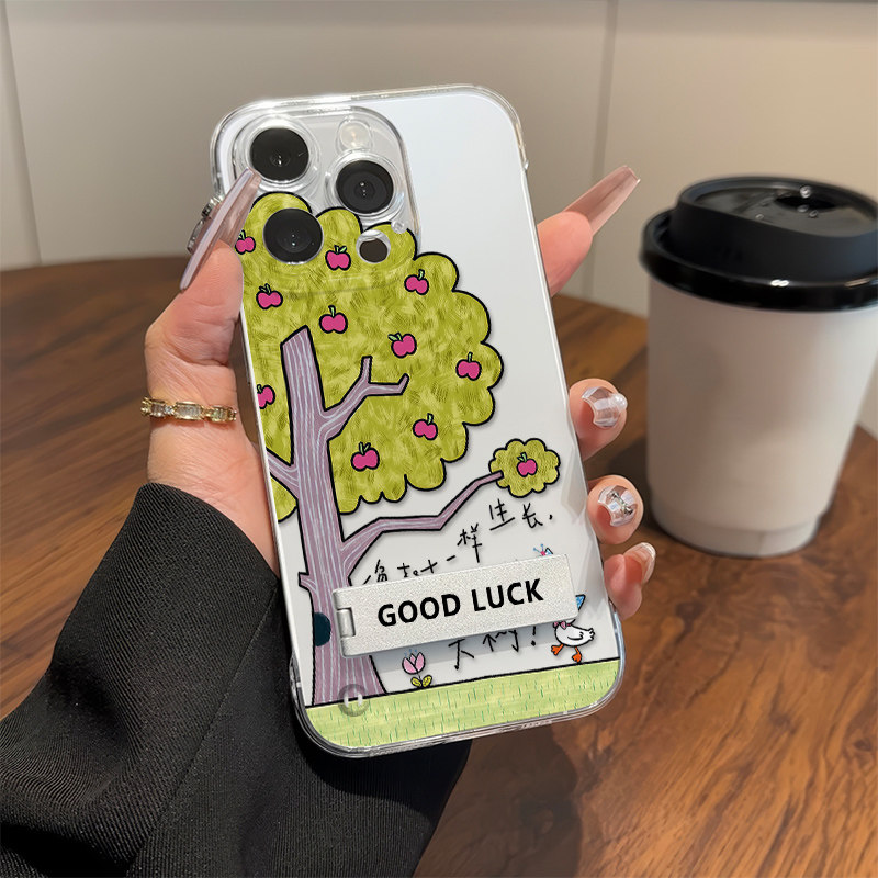 手机壳带支架小米15SPRO创意iPhone16E透明适用12高级感像树一样生长苹果14ProMax无边框硬13超薄小众荣耀400