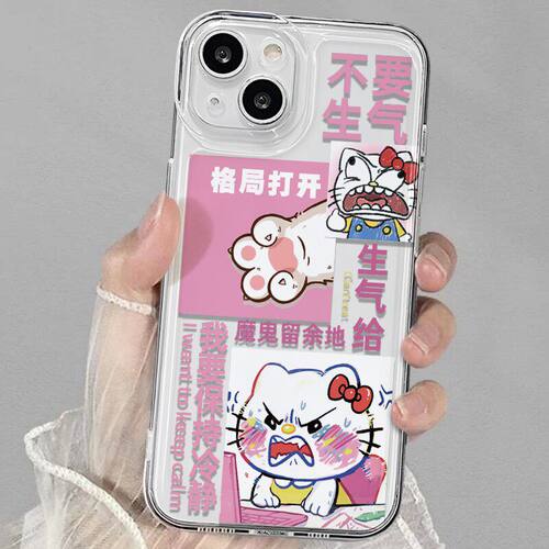 卡通荣耀POWER2苹果12手机壳16ProMax透明小米17p可爱软14plus适用iPhone13不要生气KT猫华为NOVA15ULTRA小众