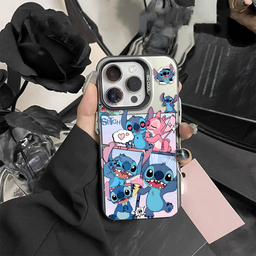 苹果16创意iPhone13彩银卡通适用14PLUS高级感12ProMax手机壳小米17TPRO硬荣耀x80i开心安琪史迪仔VIVOIQOO15