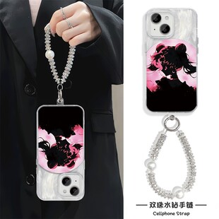 苹果14适用16plus美少女战士iPhone15promax羽纱手腕Reno13手机壳带挂绳华为nova12Ultra硬手链x200s高级感a5
