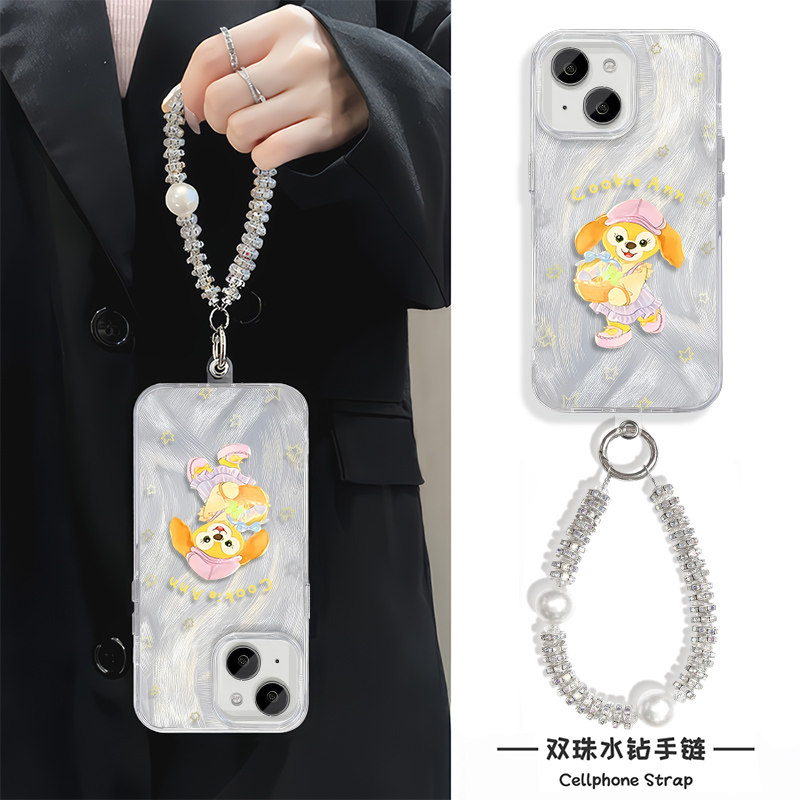 17ProMax手机壳带挂绳卡通一加13高级感iPhone15适用16PLUS硬苹果12可爱星星饼饼OPPOReno14羽纱小米CIVI5PRO