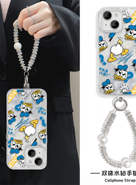 唐老鸭iPhone12手机壳带挂绳NOVA13羽纱K80苹果14Plus适用Y300I小米15硬16ProMax高级感TURBO4女ins风S20卡通