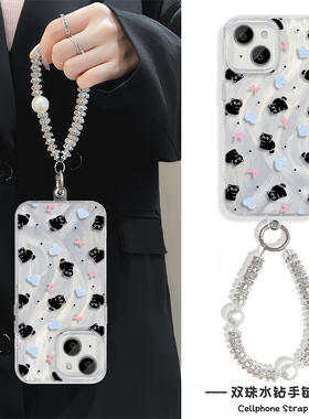 ins风爱心猫咪13蝴蝶结女款s20手机壳带挂绳PURA70羽纱iPhone15适用12高级感苹果14Plus硬16ProMax日韩findx8