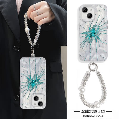 个性蜘蛛链条z9TURBO潮酷苹果16硬小米15适用iPhone13羽纱12ProMax手机壳带挂绳14plus高级感红米k80新款时尚