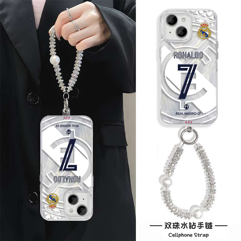 苹果14plus手机壳带挂绳13创意iQOOz10TURBO适用16pm硬个性iPhone15羽纱12小米17ProMax新款c罗数字7荣耀X70I