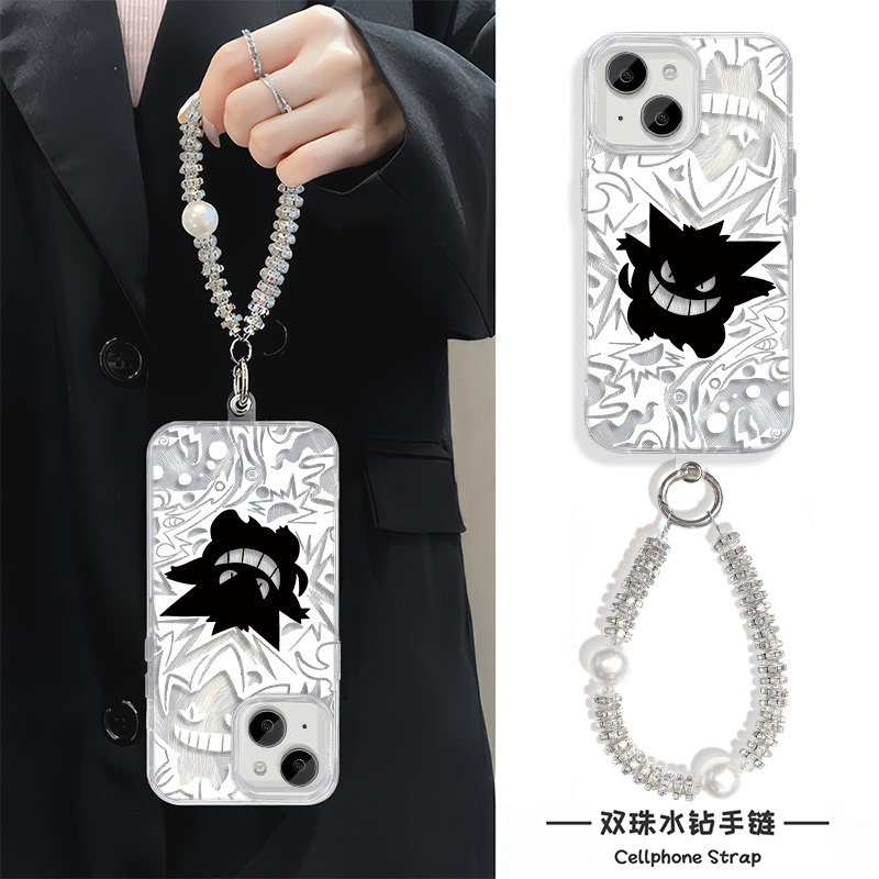 iPhone13硬15ProMax荣耀400PRO适用12羽纱手机壳带挂绳苹果14镂空潮酷耿鬼17Air高级感16PLUS创意OPPOFINDX8S