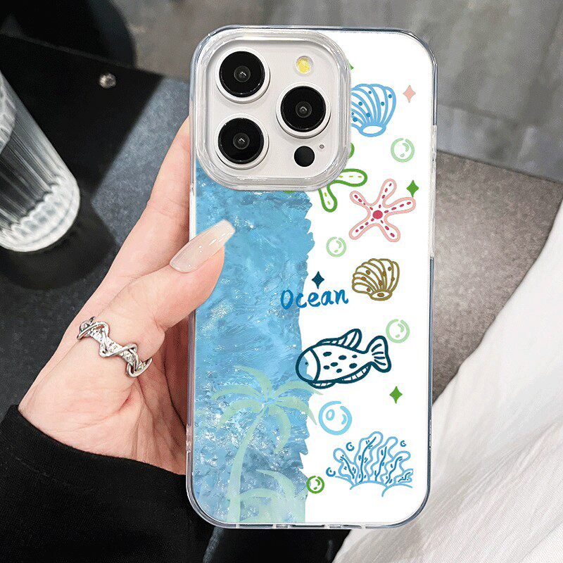 手机壳带挂绳16ProMax苹果1213适用iPhone17硬14羽纱15PLUS高颜值海洋世界荣耀MAGIC8真我gt7VIVOS20红米14R