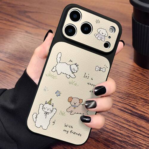 14Plus小清新全包13ProMax可爱潦草猫狗iPhone16手机壳软17air可爱大视窗苹果15适用ins风